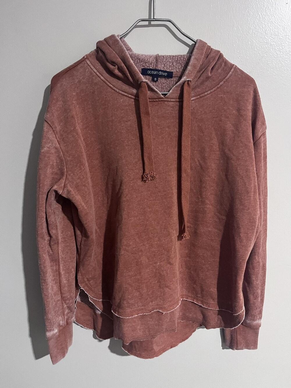 Ocean Drive Pullover Womens S Brown Hoodie Hooded Lined Lightweight Fleece